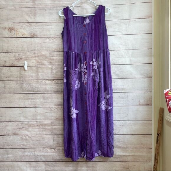 VINTAGE GO FISH BATIK MAXI DRESS IN PURPLE - Picture 1 of 7